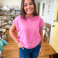 French Terry Sleeveless Top- Candy Pink