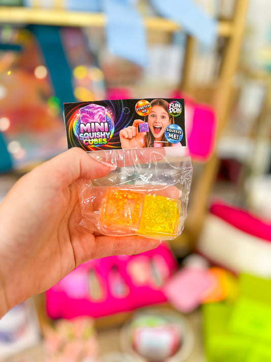 Fun Doh Mini Squishy Cube- Orange and Yellow