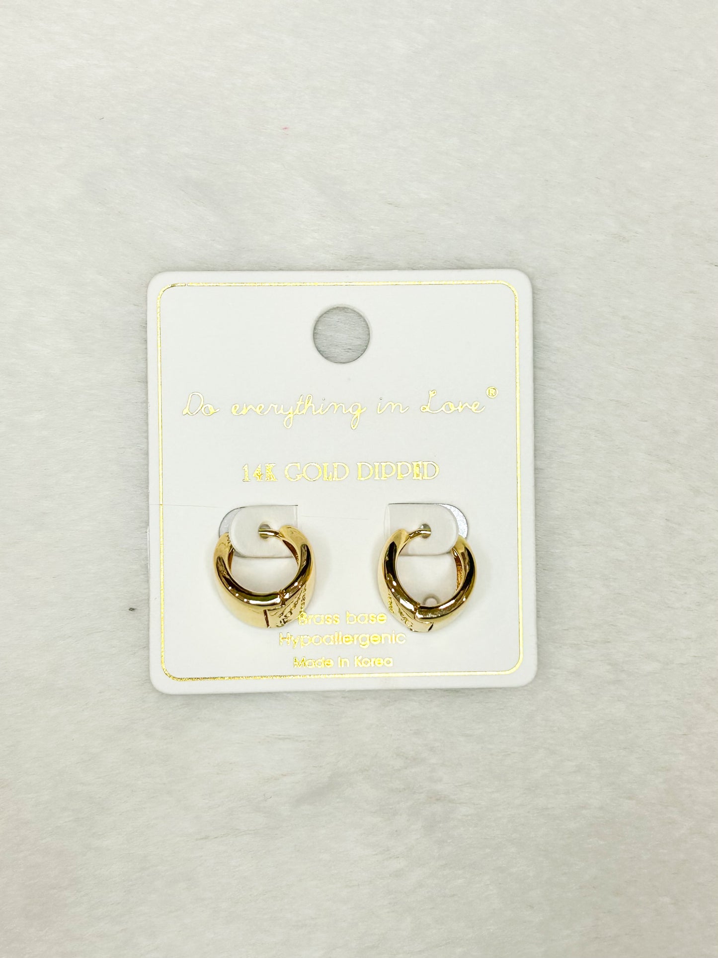 Do Everything in Love Gold Dipped Thick Huggie Hoops