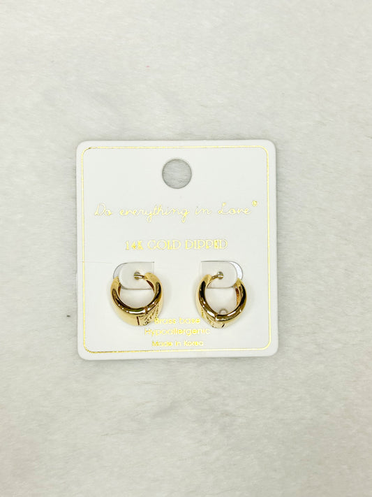 Do Everything in Love Gold Dipped Thick Huggie Hoops