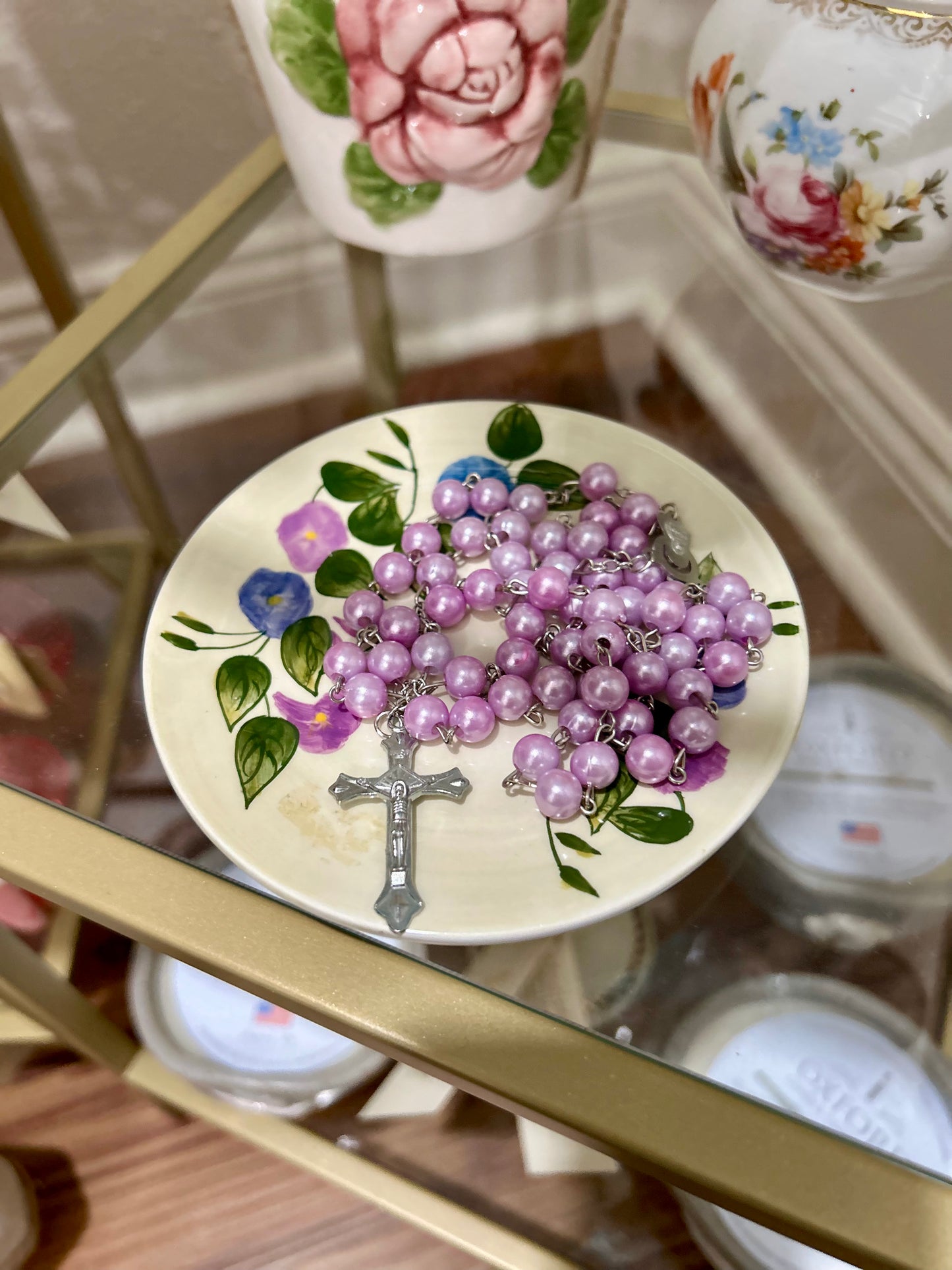 Petals & Prayer Rosary Holder- Purple