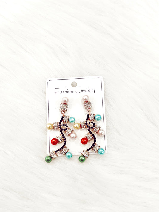 Colored Rhinestone Christmas Lights Earrings