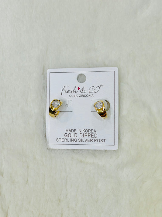 Mrs. Has a Nice Ring to It Huggie Hoop Single Diamond Earrings