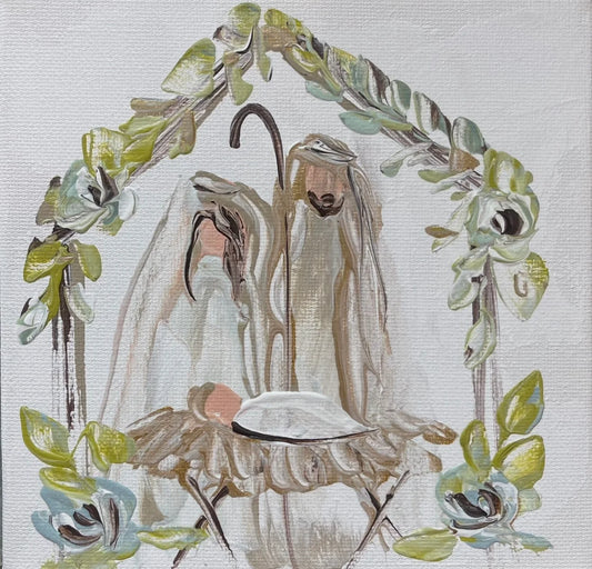 4x4 Nativity w/ Greenery Coaster