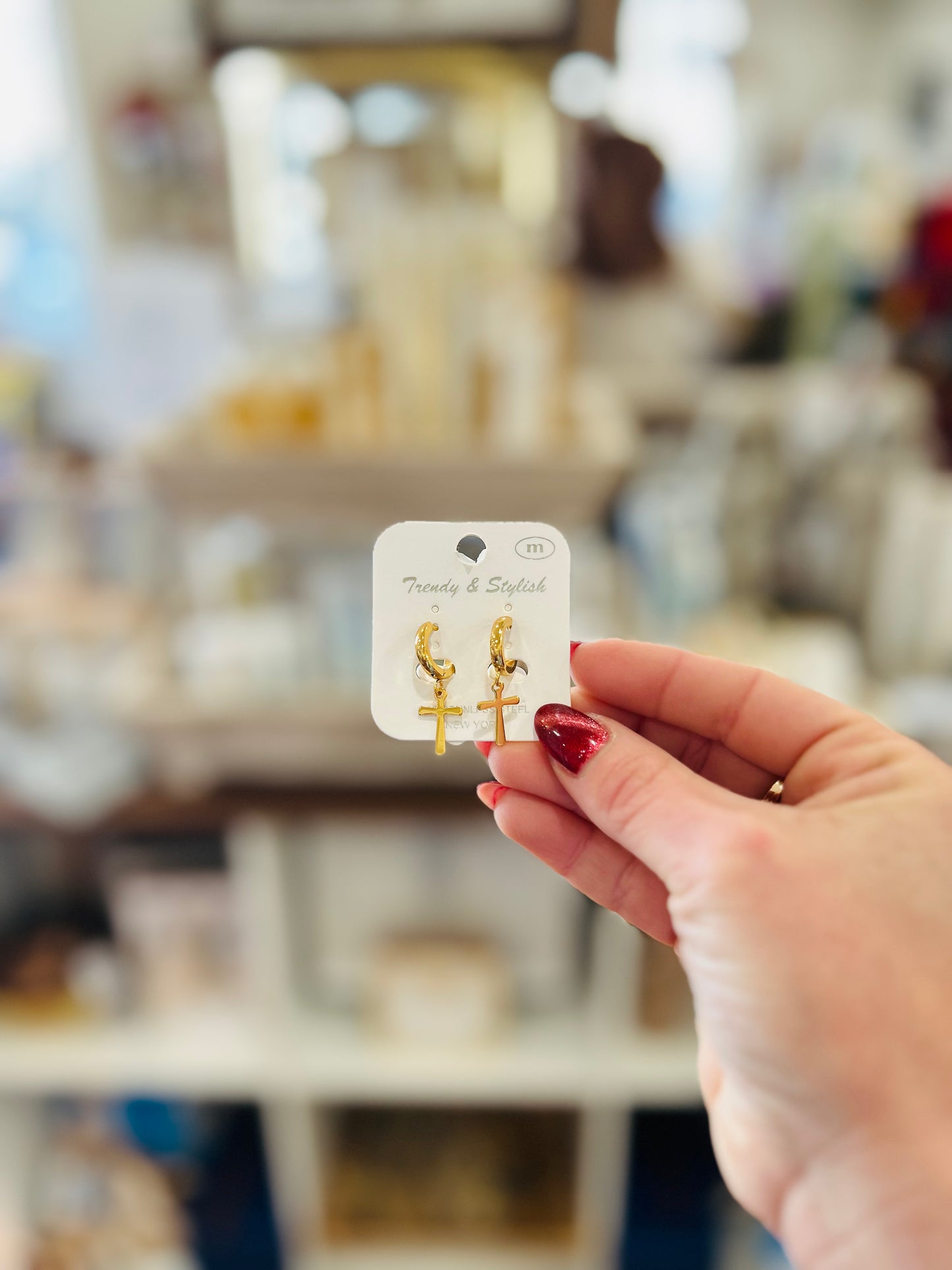 Trendy and Stylish Gold Basic Cross Huggie Earrings