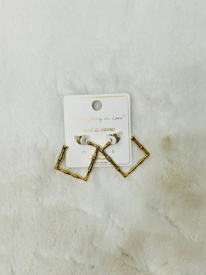 Scarlett Bambo Style Gold Square Hoop Earrings