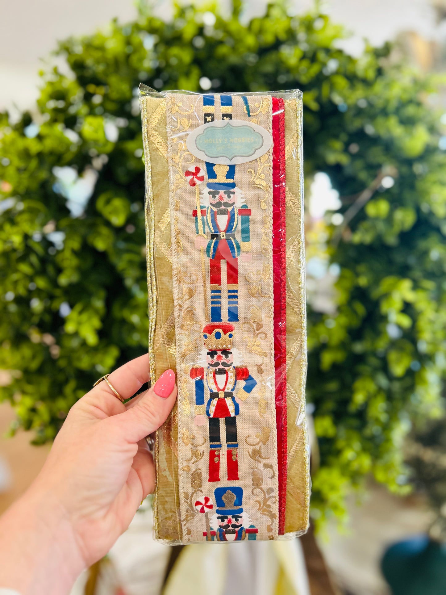 The Christmas Nutcracker Wreath Ribbon Trio Style