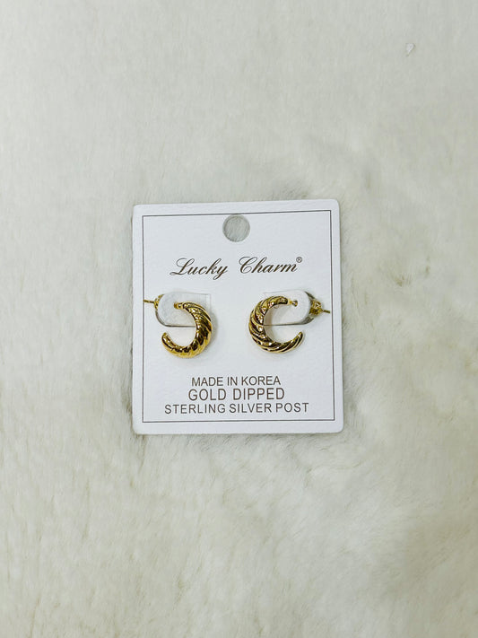 Marlow Gold Textured Huggie Hoop Earrings