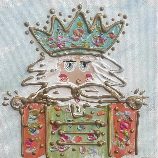 Sir Tinsel Teal Nutcracker Square Pillow