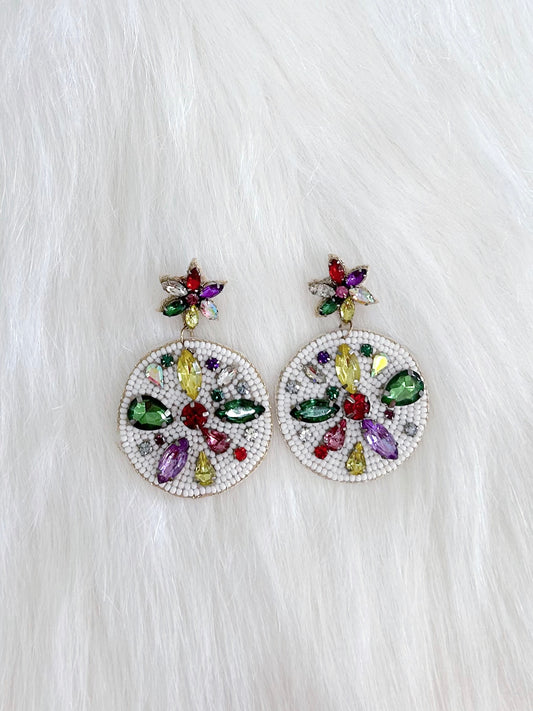 Beaded Gem Ornament Earrings