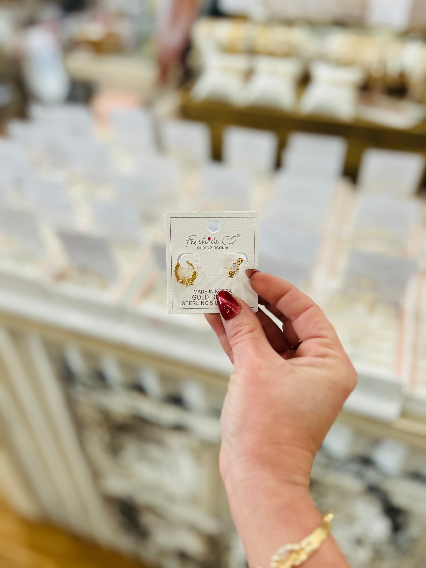 Fresh and Co Gold Huggie with Diamond Accents