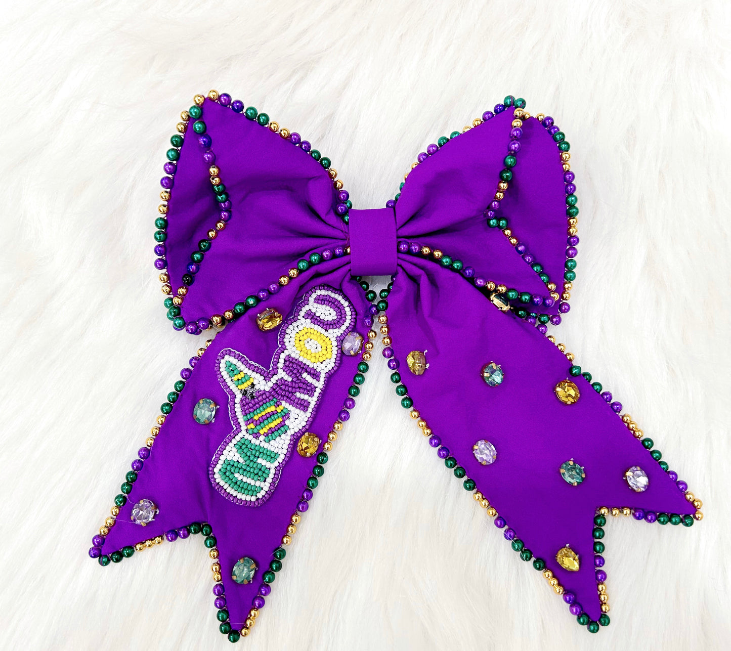 Mamou Mardi Gras Beaded Bow