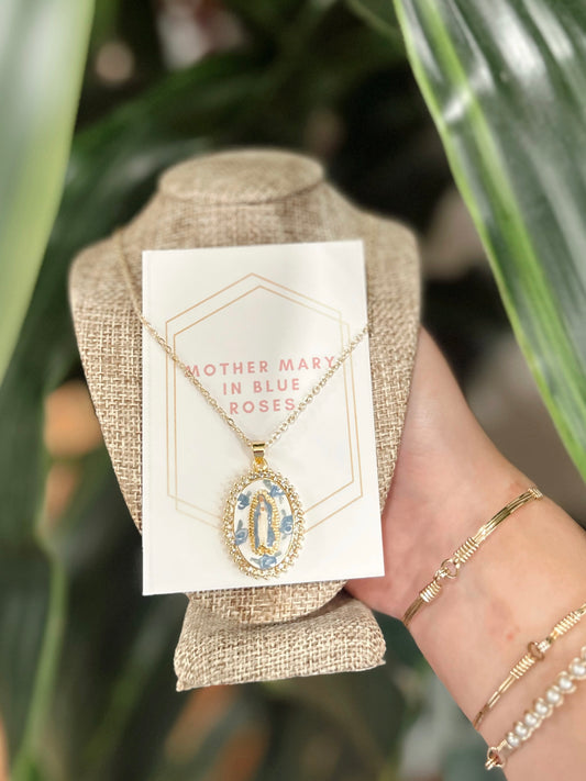 Harleigh Leonards Mother Mary in Blue Roses