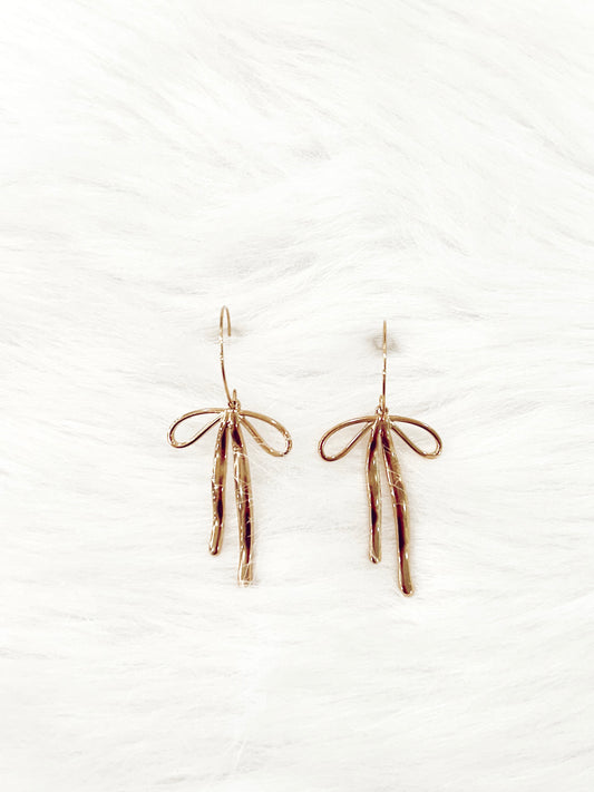 Gold Hook Bow Earrings