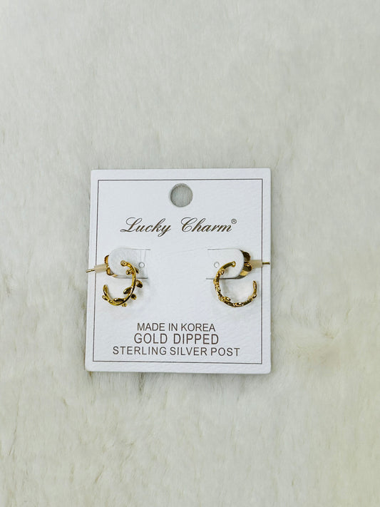 Vine Gold Huggie Hoop Earrings