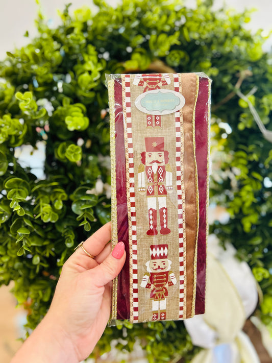 Nutcracker Elegance Wreath Ribbon Trio Style