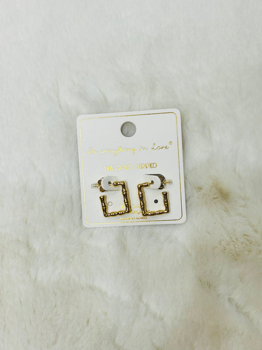 Scarlett Bambo Style Gold Square Hoop Earrings