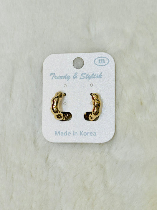 Violet Gold Textured Huggie Hoop Earrings
