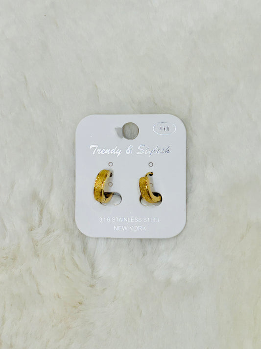 Phoebe Glitter Gold Huggie Hoop Earrings