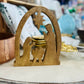 Gold Wooden Arched Nativity- Wood Backing