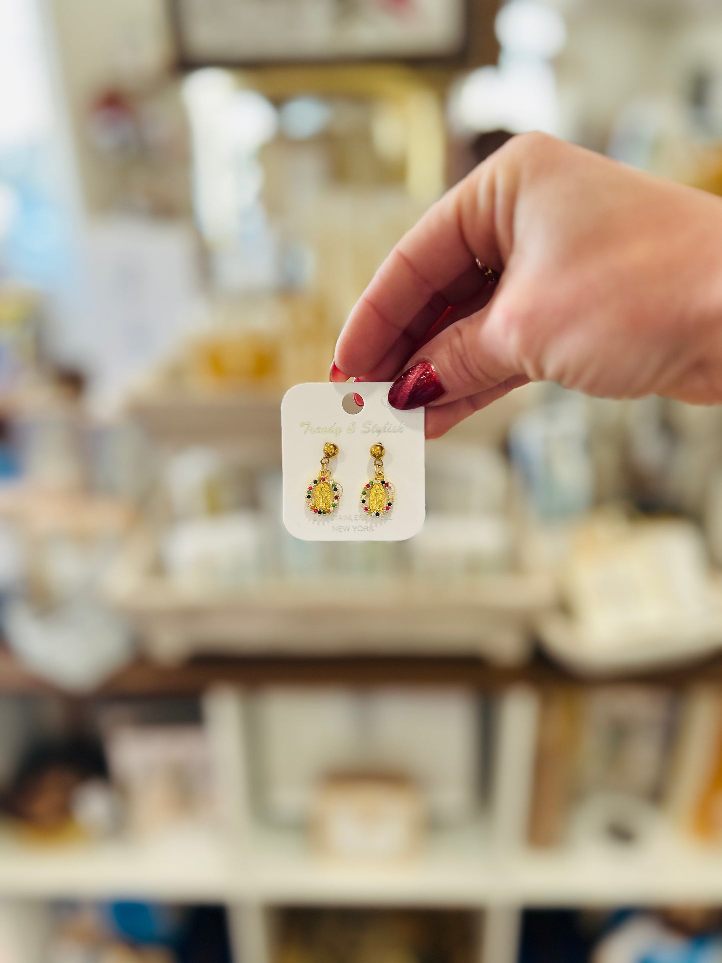 Trendy and Stylish Rainbow Mary Dangle Earrings