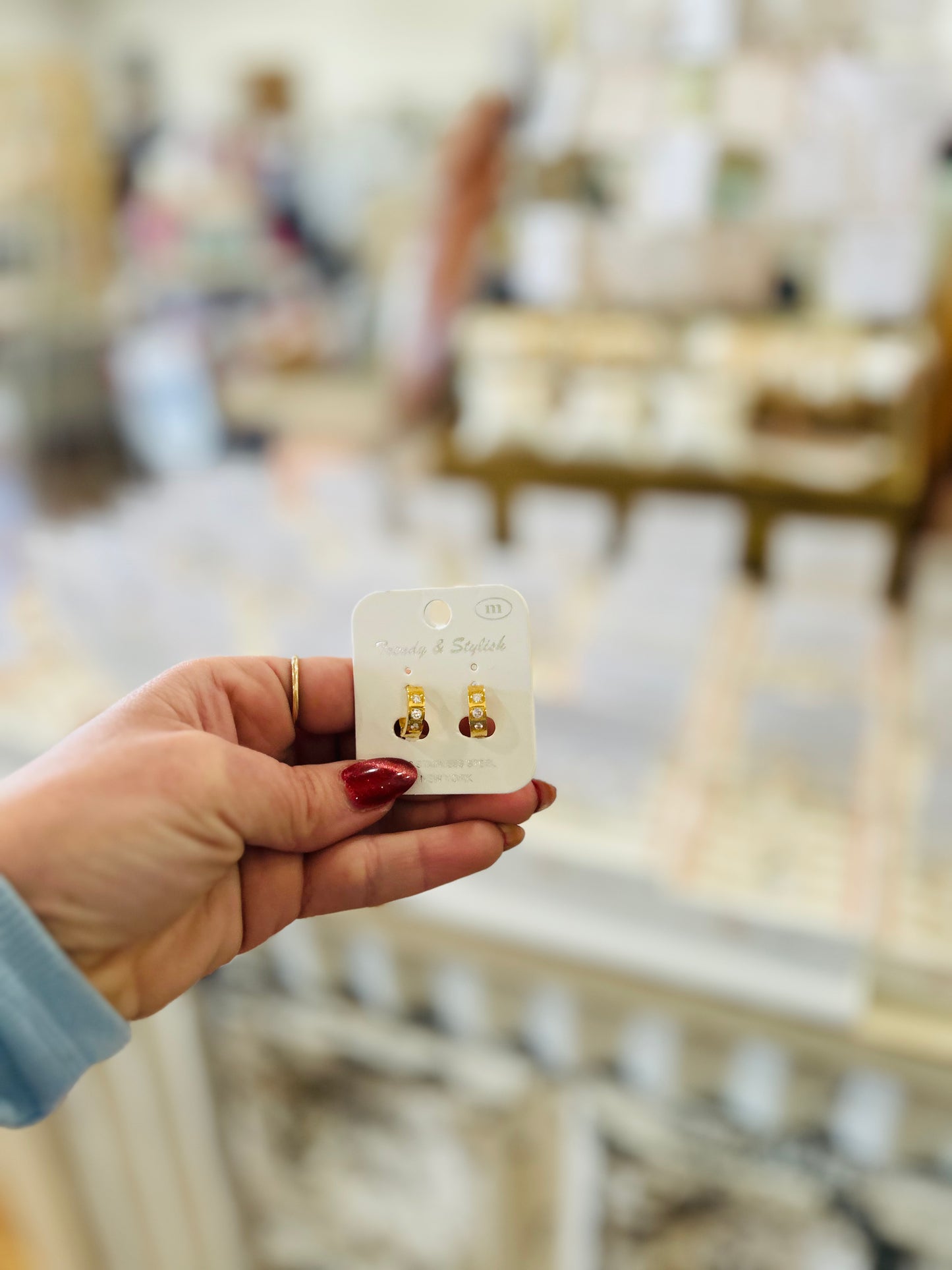 The Lila Hoop – Gold Spaced Rhinestone Huggie Hoops