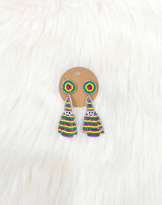 Beaded Mardi Gras Costume Earrings