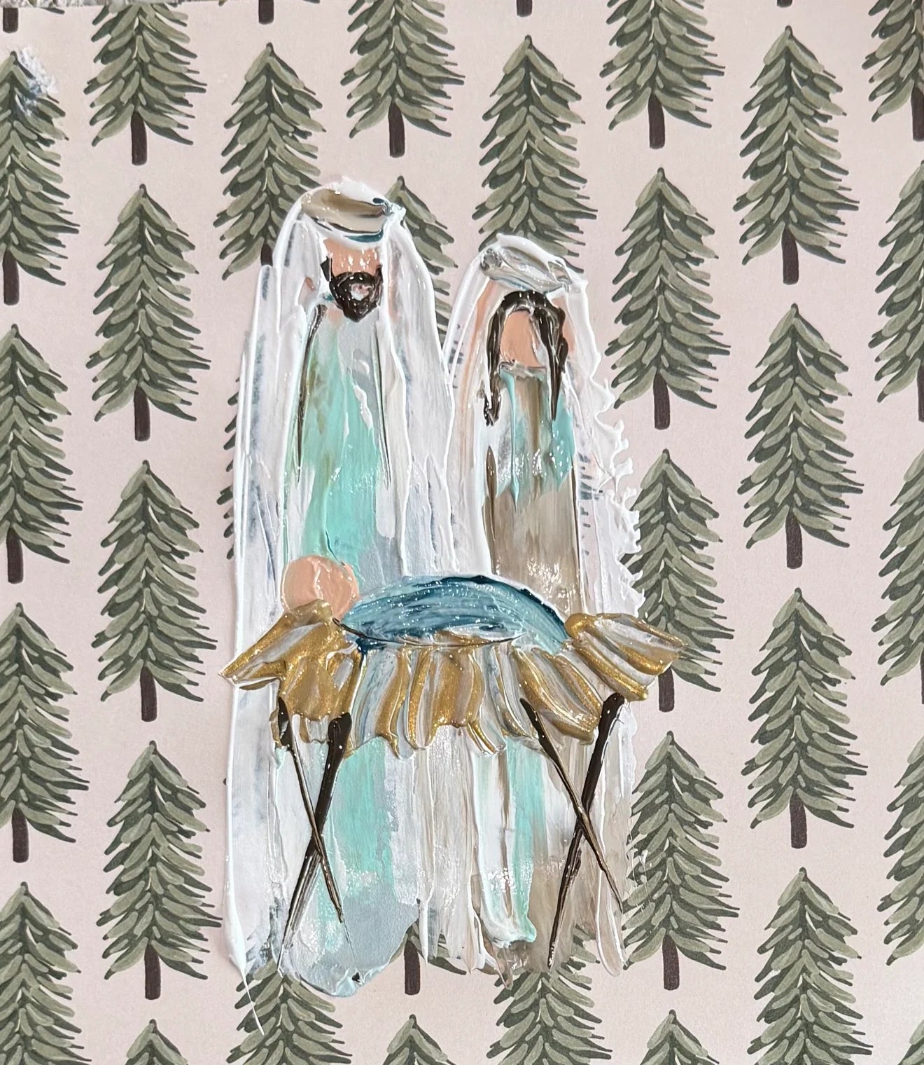 Christmas Tree Nativity Framed Art 24x24