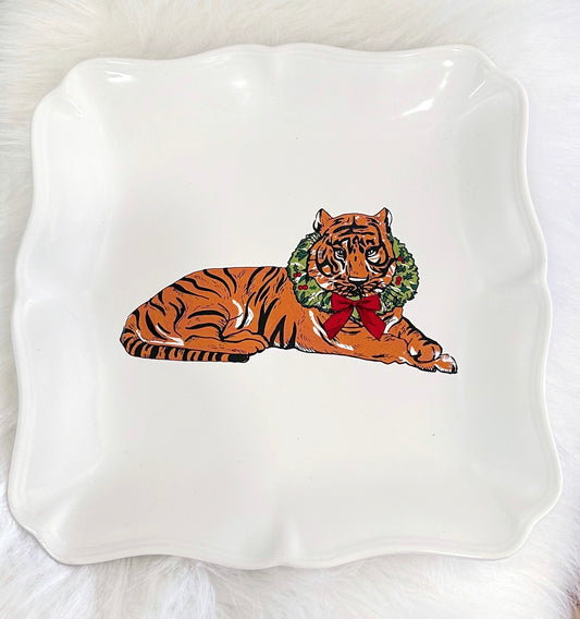 Tiger Wreath Square Platter