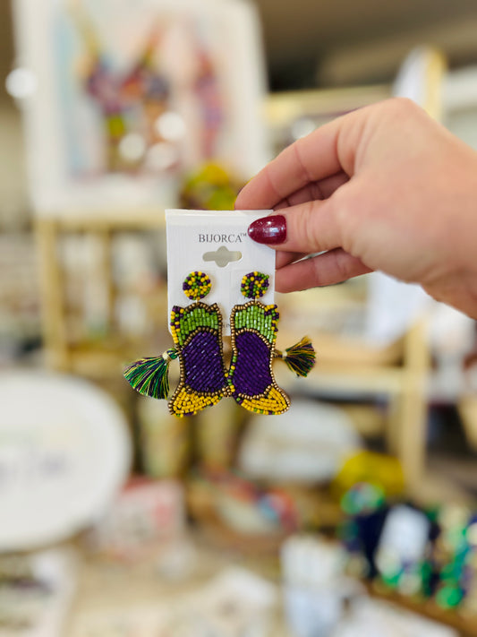 Bayou Bash Beaded Mardi Gras Earrings