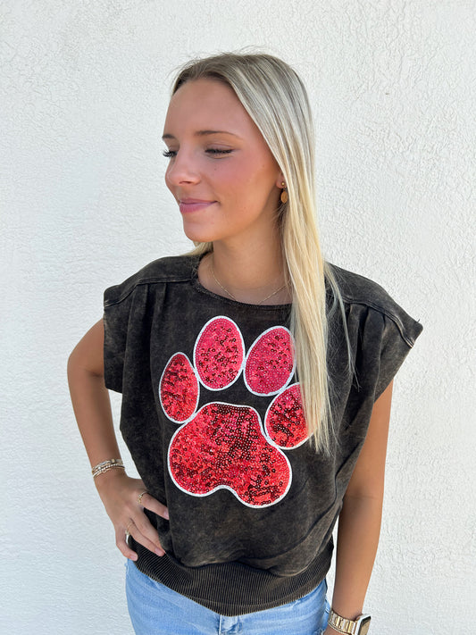 Bearcat Paw Cap Sleeve Top