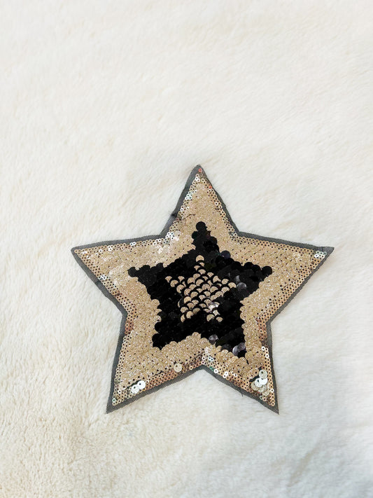 Patch- Gold and Black Sequin Star