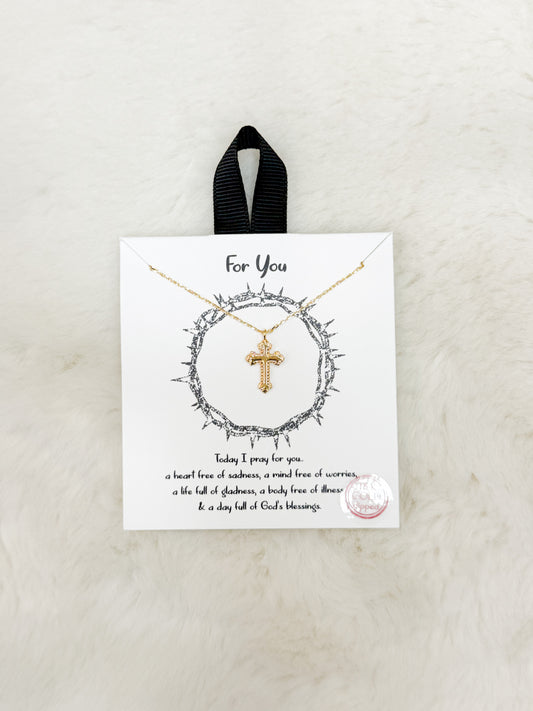 For You Gold Cross Design Necklace