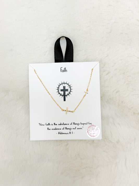 Faith Horizontal Cross Gold Necklace