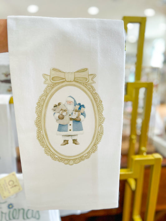 Blue Santa Christmas Hand Towel