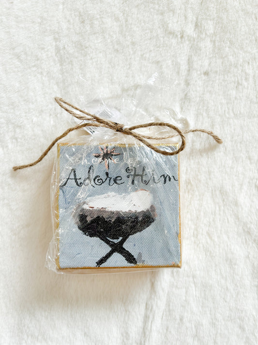 Oh Come Let Us Adore 4x4 Canvas