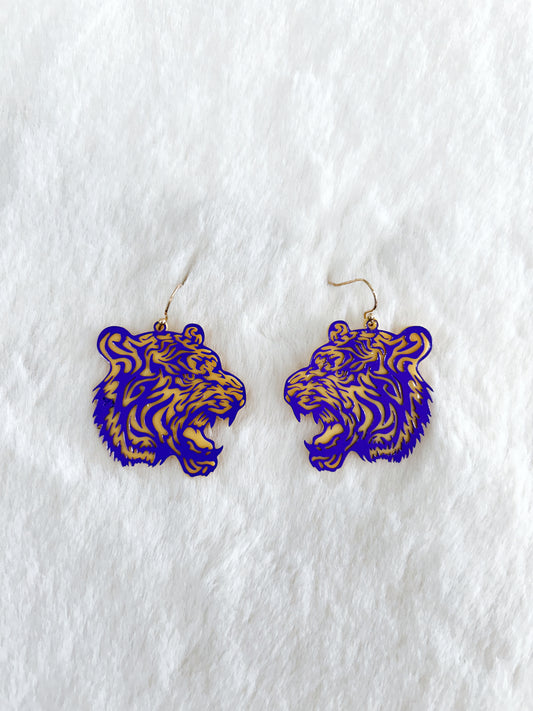 Tiger Face Dangle Earrings