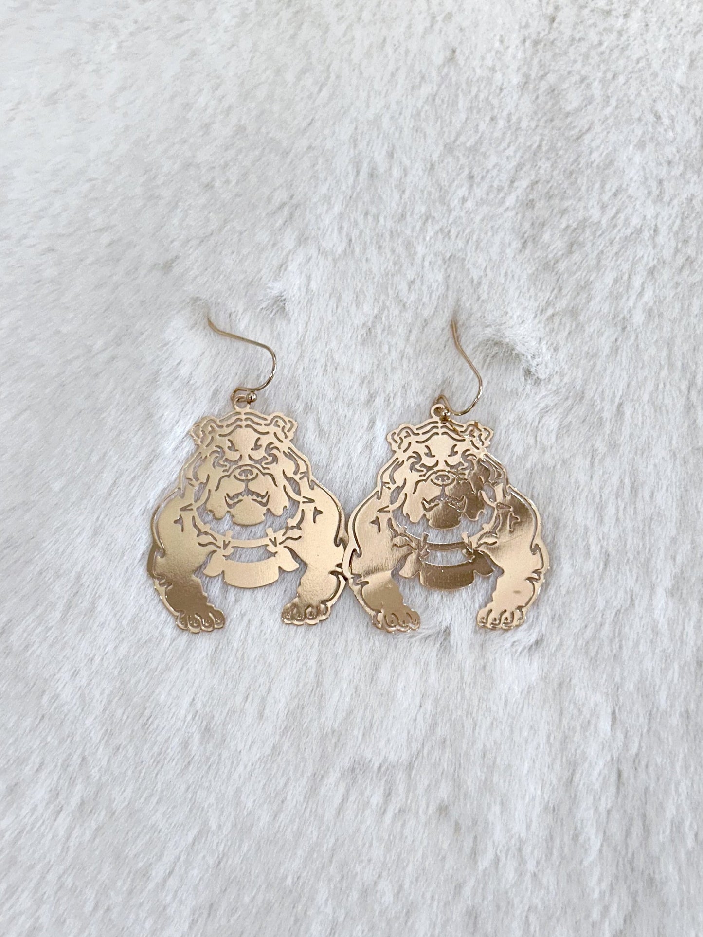 Gold Bulldog Earrings