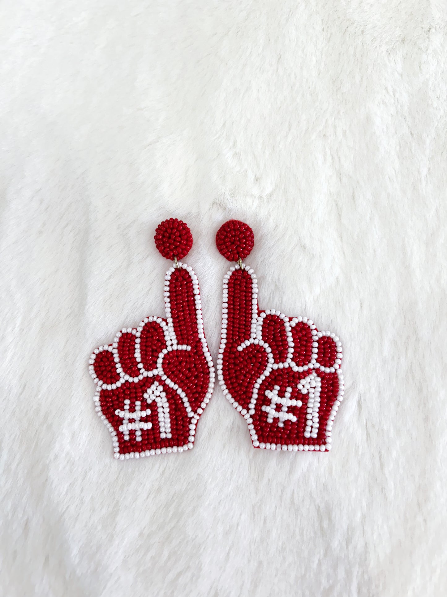 Red and White Spirit Beaded Earrings