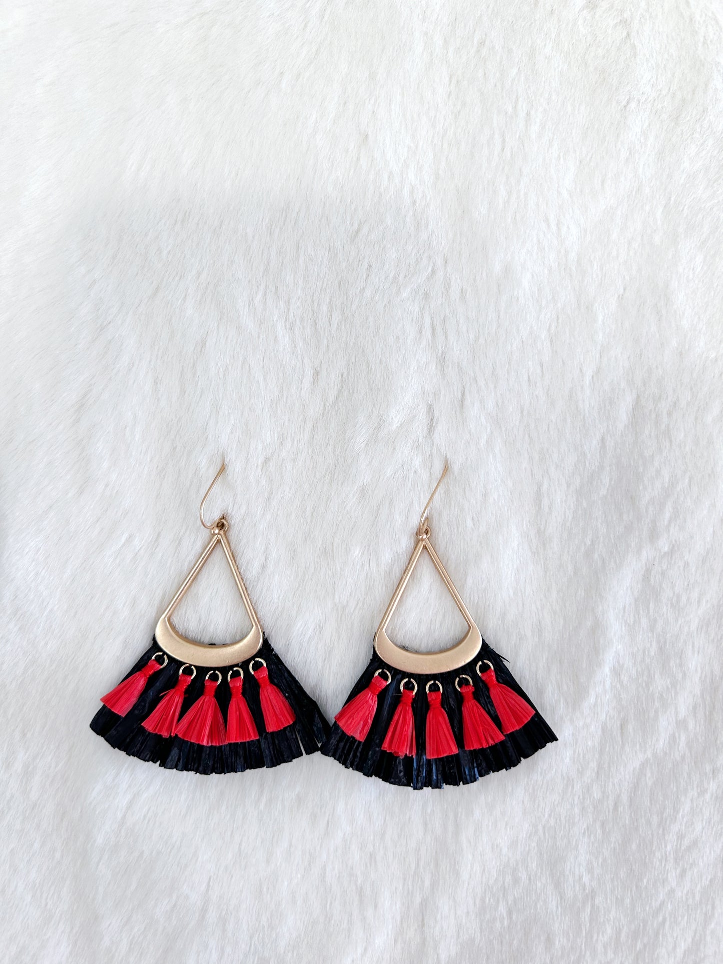 Red and Black Tassel Earrings