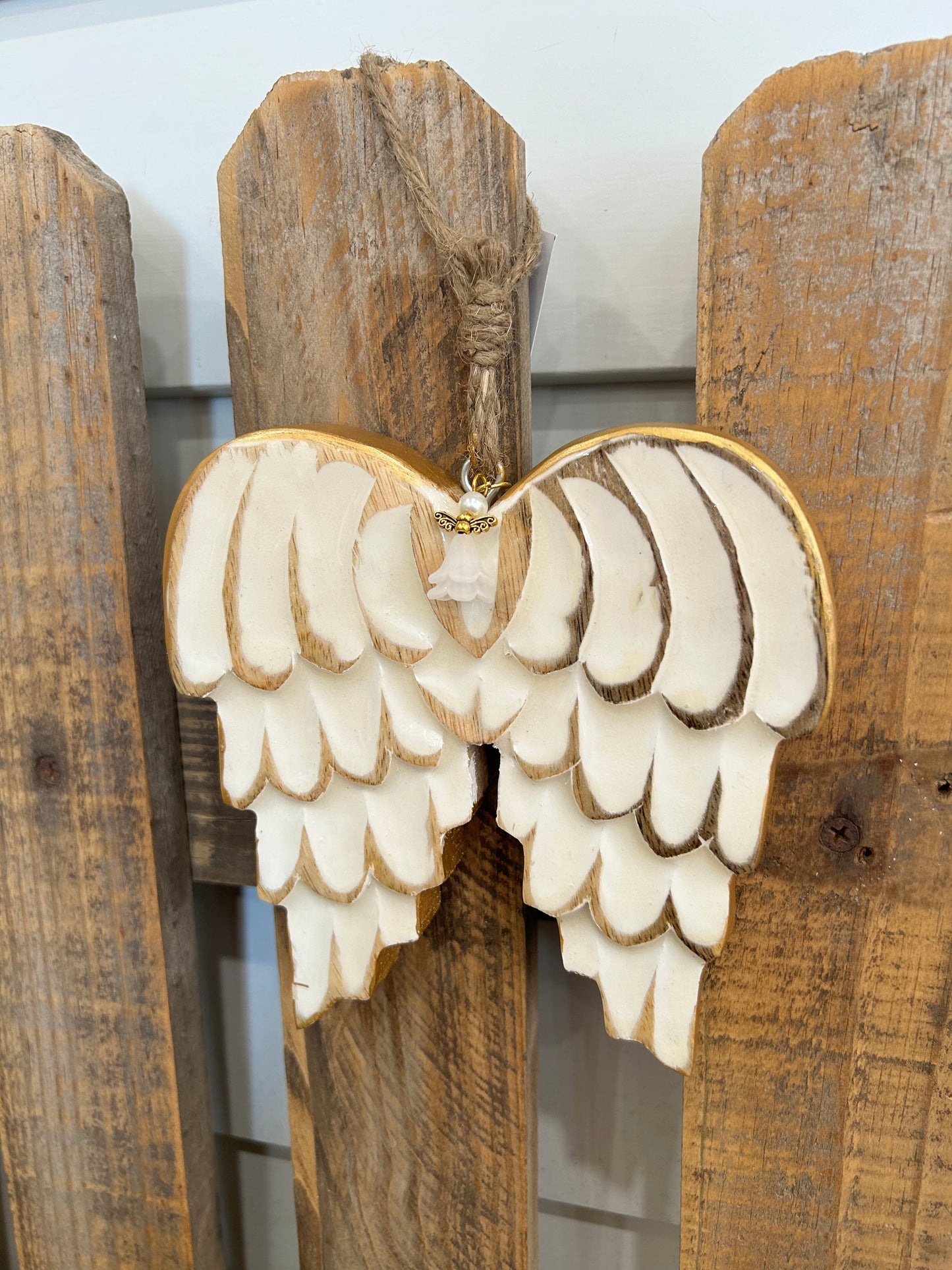 White and Gold Hanging Angel Wing