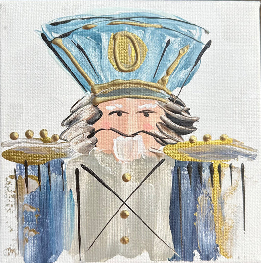 GA Navy Nutcracker Framed Art 12x12