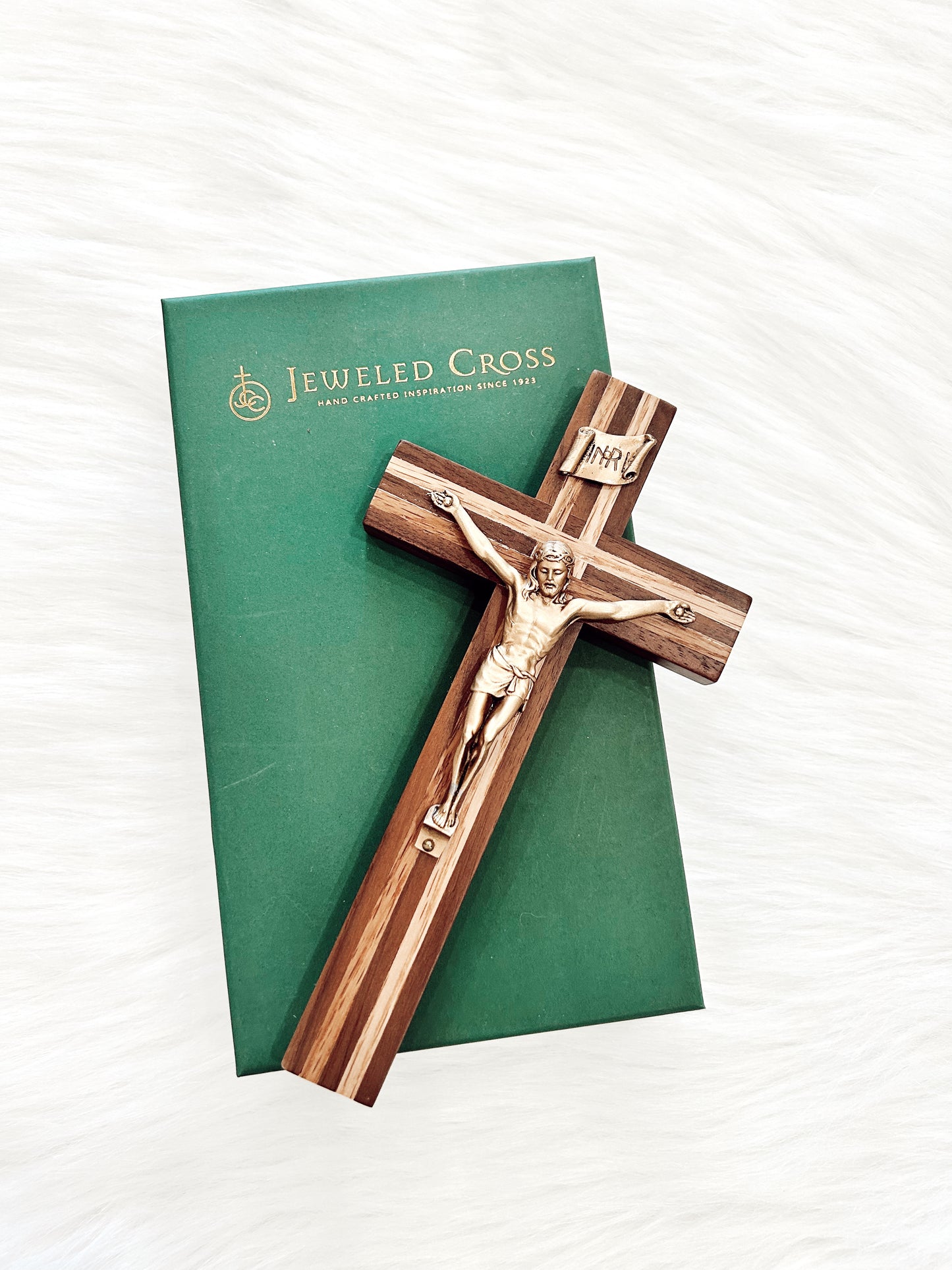 CBC- Jeweled Cross 8" Oak Inlay
