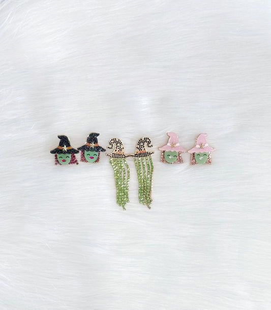 Rhinestone Witch Earrings