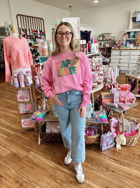 Sample- Pink Happy Easter Sweatshirt