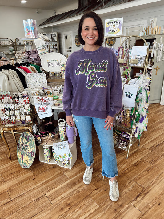 Sample- Purple Mardi Gras Sequin Sweatshirt