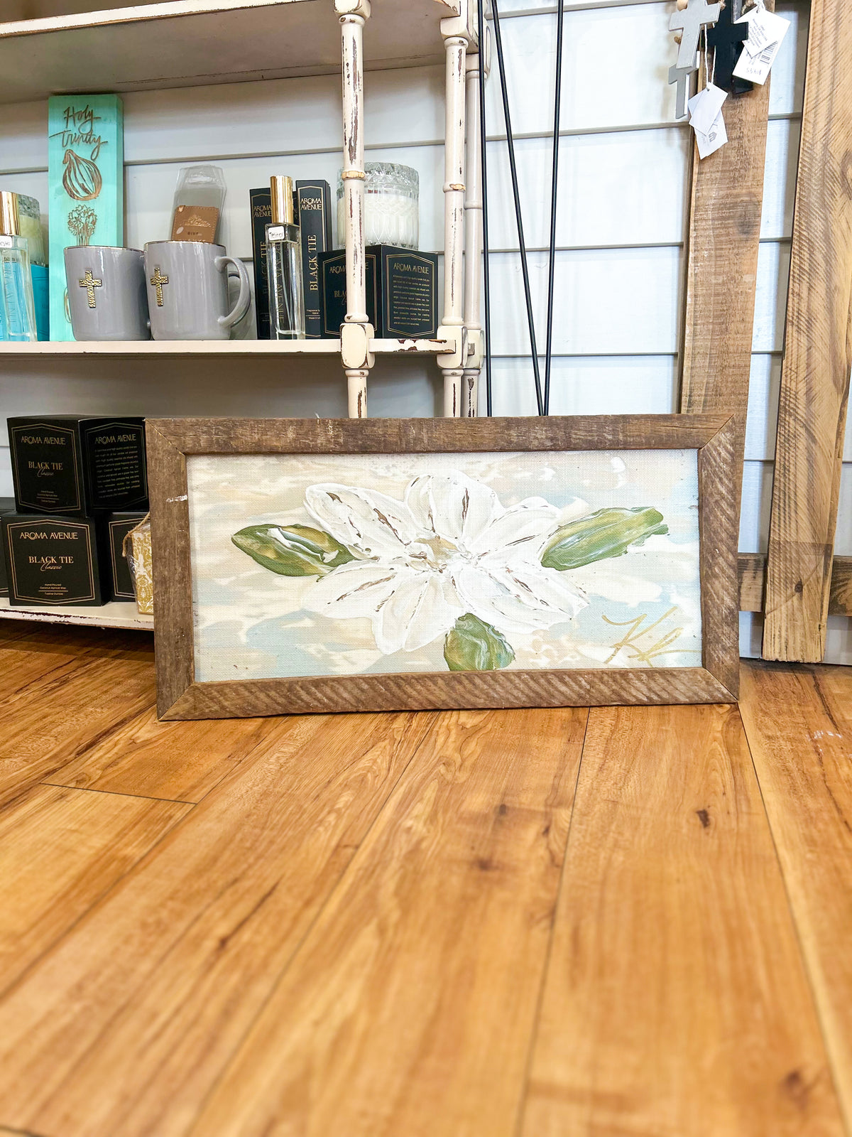 Bloom Single Magnolia Framed Art 12x24