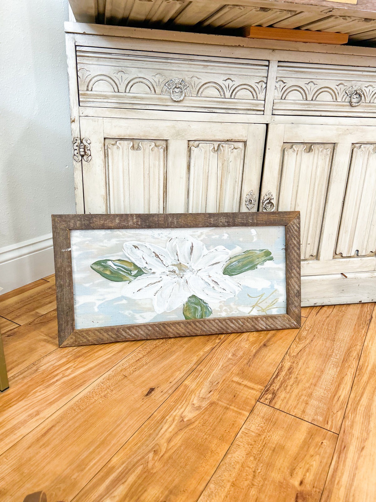 Bloom Single Magnolia Framed Art 12x24