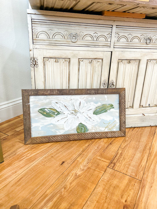 Bloom Single Magnolia Framed Art 12x24