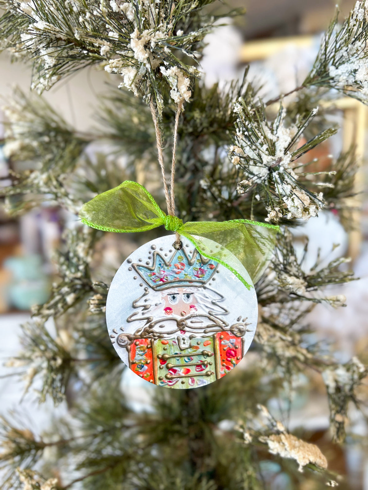 Sir Tinsel Teal Nutcracker Circle Ornament